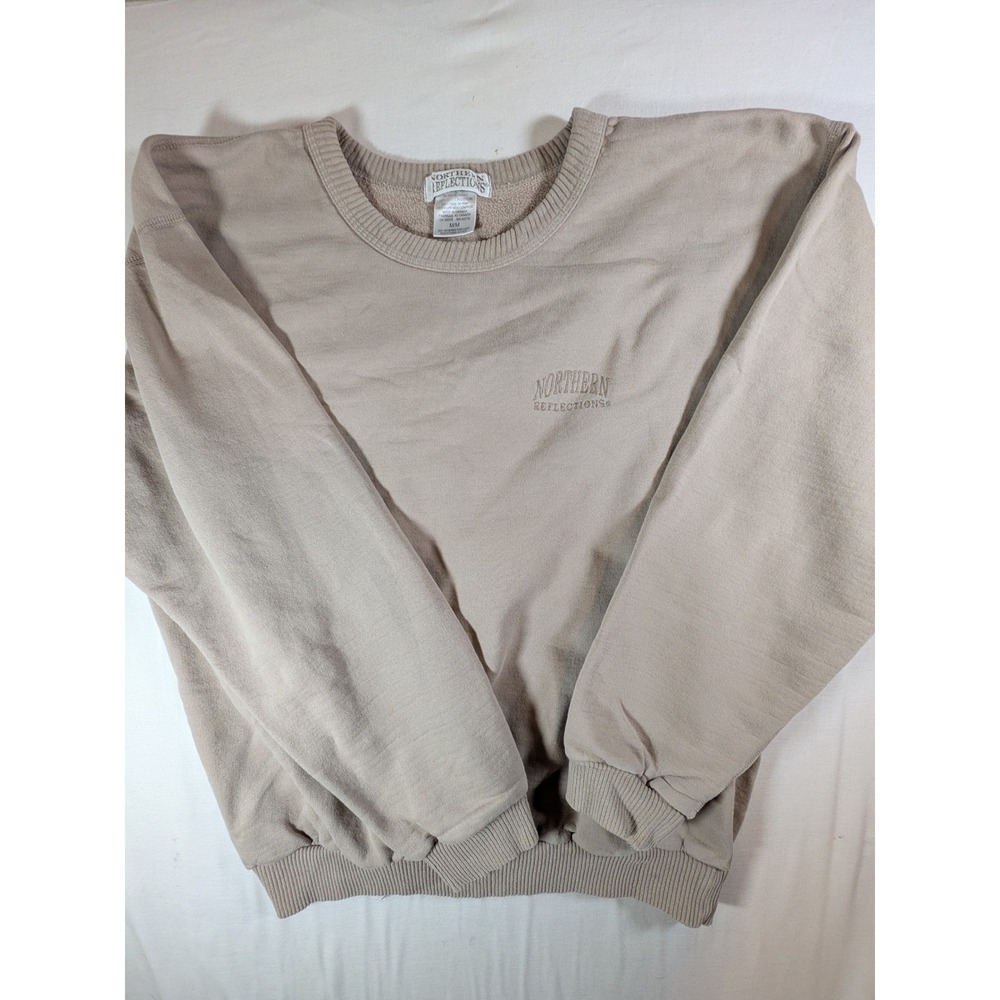 Northern Reflections Vintage Crewneck Sweatshirt Beige Tan Embroidered Logo M